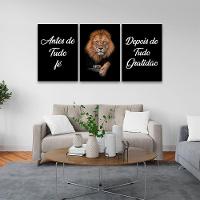 Conjunto De Quadros Trio Fé E Gratidão - 3