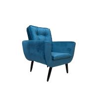 Poltrona Saturno Para Sala De Estar Quarto Escritório Tecido Suede - Azul Turquesa - Cor: Azul - 1