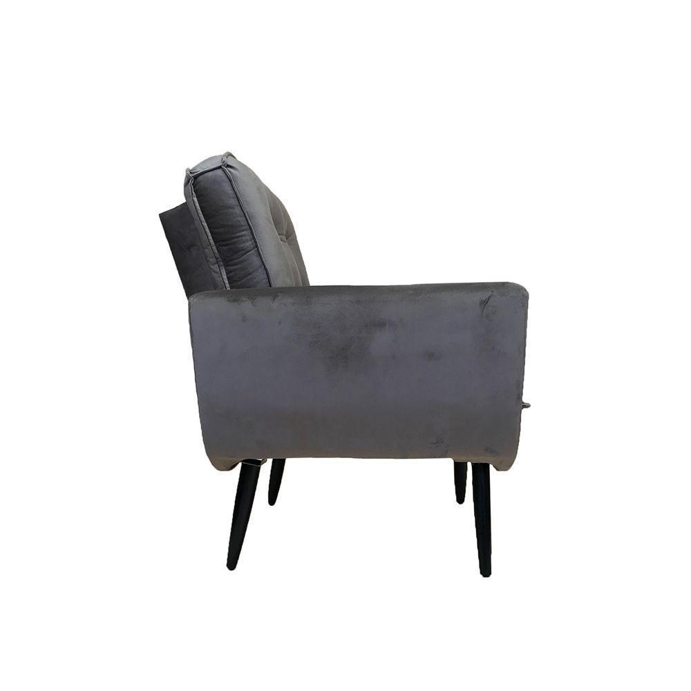 Poltrona Saturno Para Sala De Estar Quarto Escritório Tecido Suede - Cinza Escuro - Cor: Cinza - 3