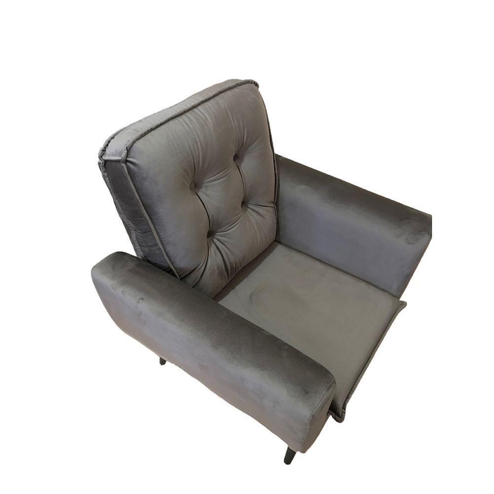 Poltrona Saturno Para Sala De Estar Quarto Escritório Tecido Suede - Cinza Escuro - Cor: Cinza - 4