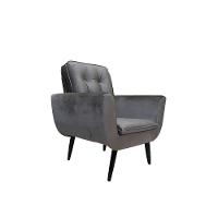 Poltrona Saturno Para Sala De Estar Quarto Escritório Tecido Suede - Cinza Escuro - Cor: Cinza - 1