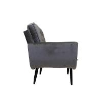 Poltrona Saturno Para Sala De Estar Quarto Escritório Tecido Suede - Cinza Escuro - Cor: Cinza - 3