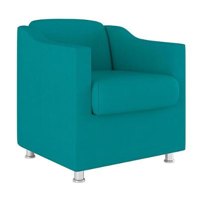 Cadeira Poltrona Decorativa Recepção Hospital Tecido Suede Cor:Azul Turquesa