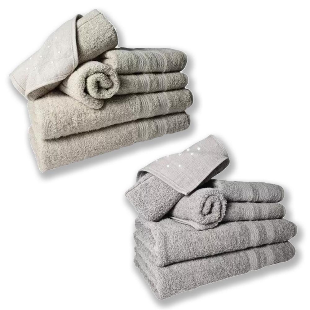 Jogo De Toalhas 4 Banhos 4 Rostos 4 Pisos Grande Grossa Bege+cinza - 1
