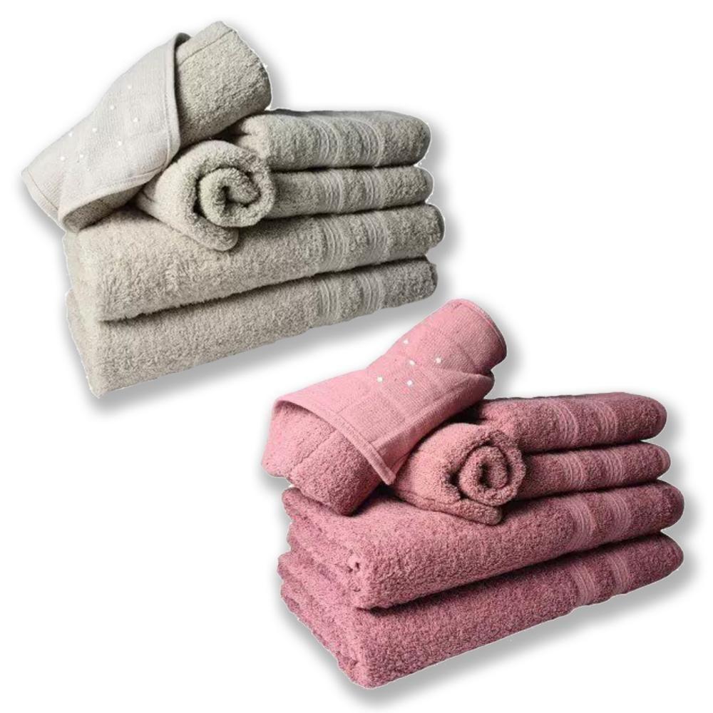 Jogo De Toalhas 4 Banhos 4 Rostos 4 Pisos Grande Grossa Bege+rosê - 1