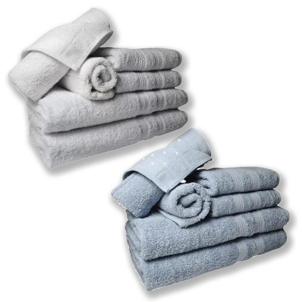 Jogo De Toalhas 4 Banhos 4 Rostos 4 Pisos Grande Grossa Branco+azul - 1