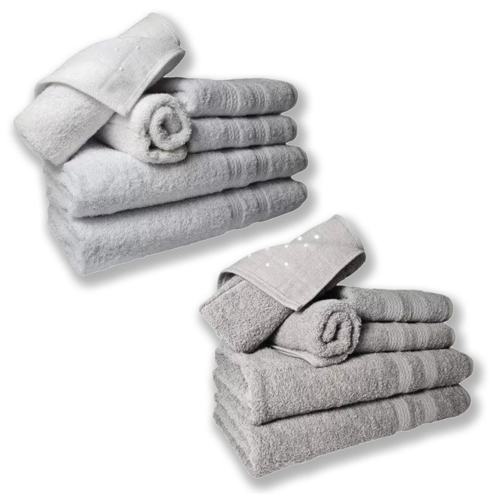 Jogo De Toalhas 4 Banhos 4 Rostos 4 Pisos Grande Grossa Branco+cinza - 1