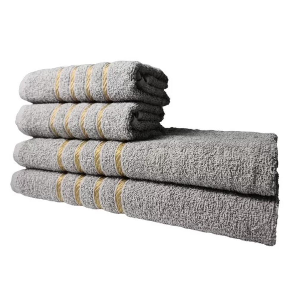 Kit 4 Toalhas 2 Banho 2 Rosto Dubai 100% Algodão Cinza - 1