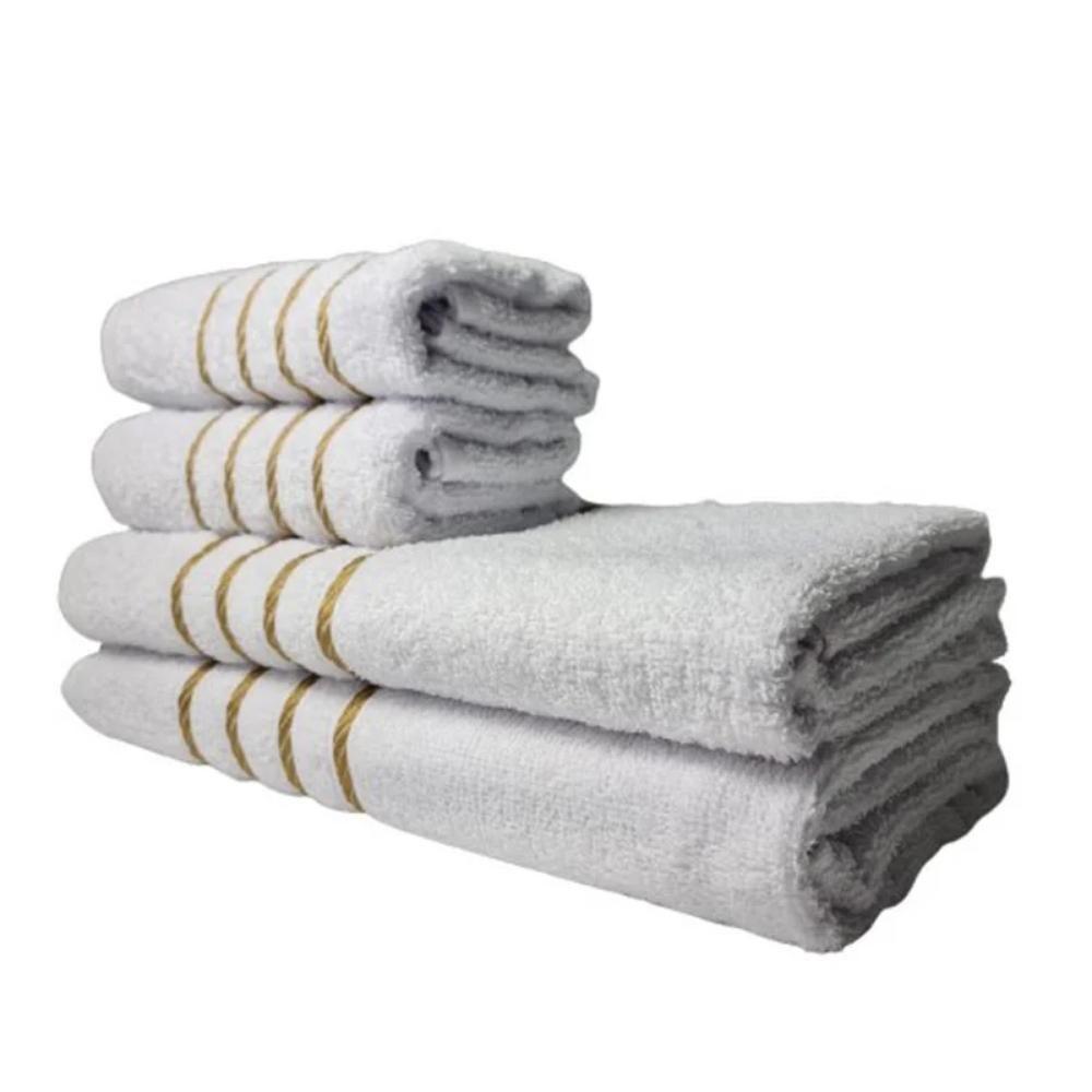 Kit 4 Toalhas 2 Banho 2 Rosto Dubai 100% Algodão Branco - 1