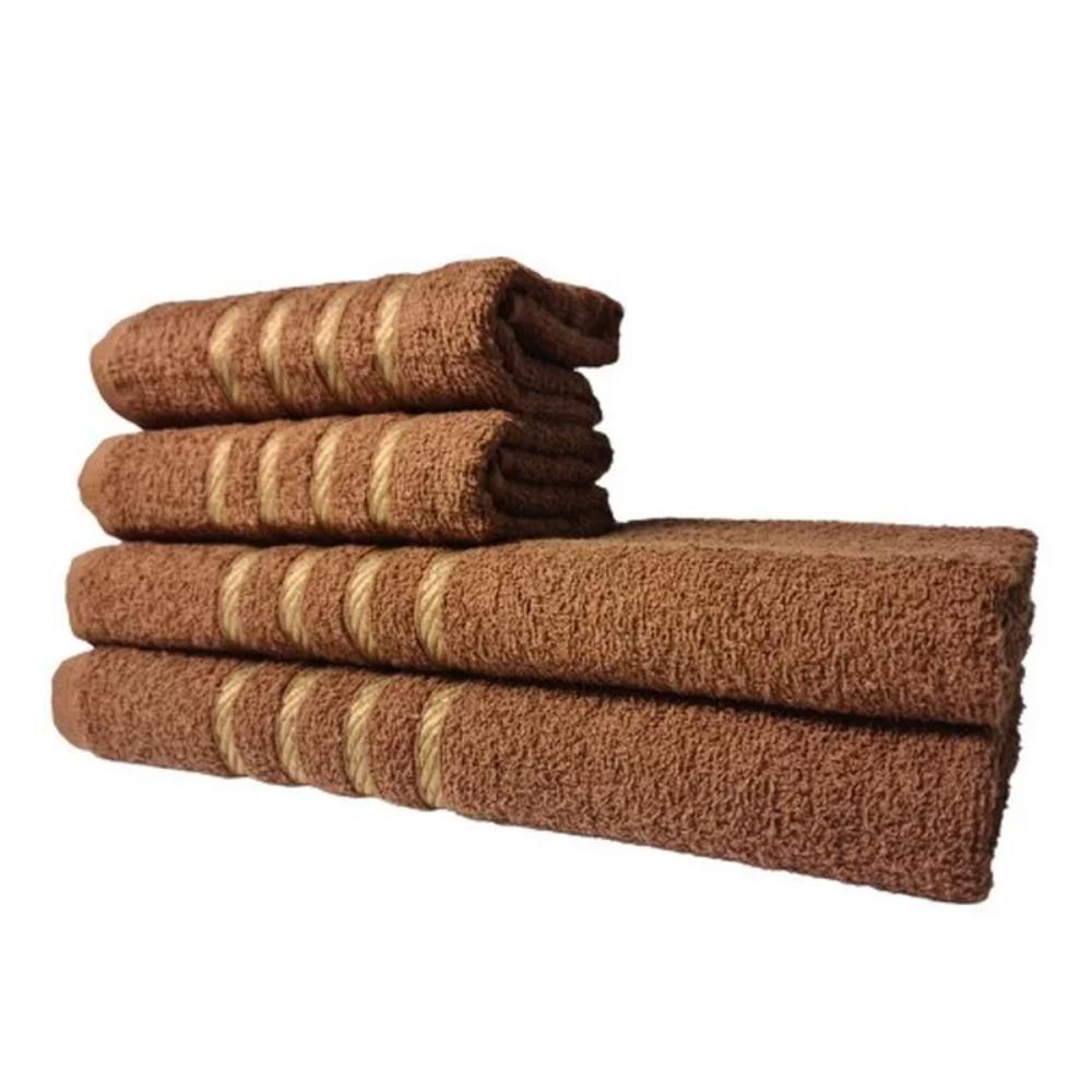 Kit 4 Toalhas 2 Banho 2 Rosto Dubai 100% Algodão Marrom - 1