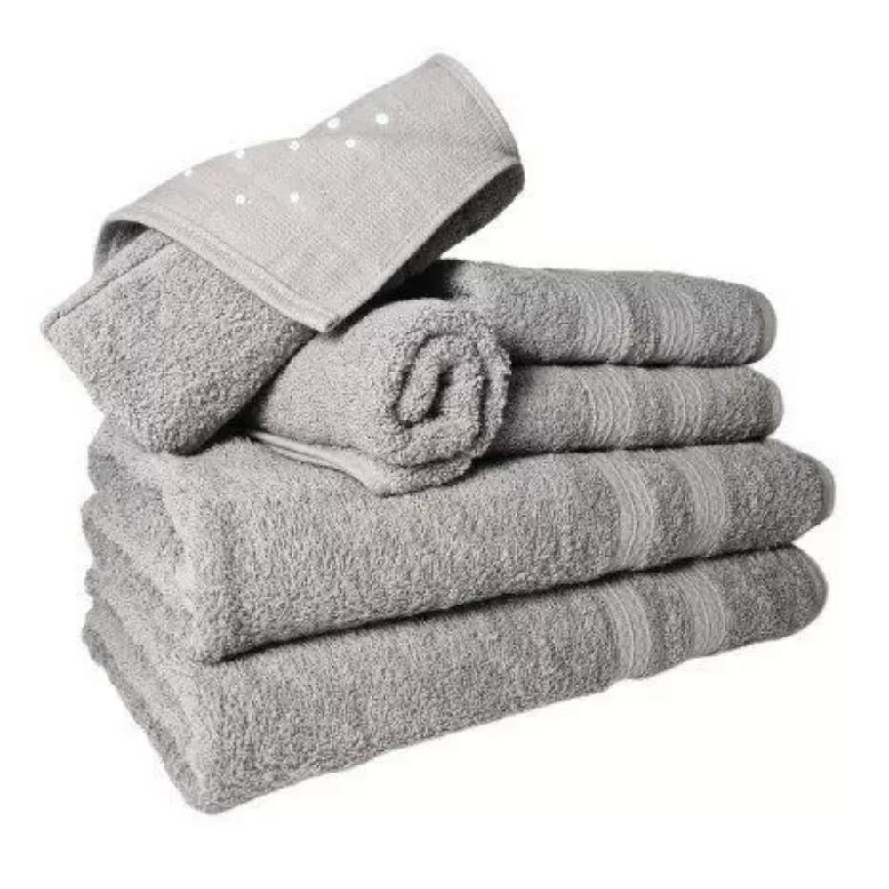 Jogo Toalhas 2 Banhos 2 Rostos 2 Pisos Grande Grossa Cinza - 1