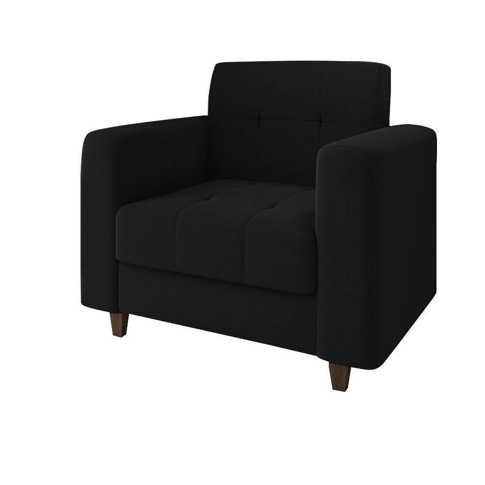 Kit 02 Poltronas Arezzo Linho Preto A79 Pés Chanfrado Tabaco - D'rossi - 5