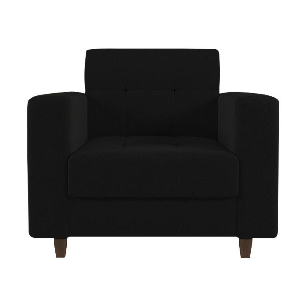 Kit 02 Poltronas Arezzo Linho Preto A79 Pés Chanfrado Tabaco - D'rossi - 7