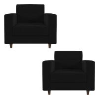 Kit 02 Poltronas Arezzo Linho Preto A79 Pés Chanfrado Tabaco - D'rossi - 2