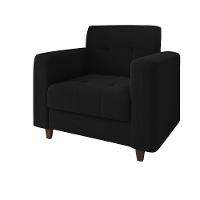 Kit 02 Poltronas Arezzo Linho Preto A79 Pés Chanfrado Tabaco - D'rossi - 5