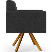 Kit 02 Poltronas Giratórias Sala De Estar Base De Madeira Helô L02 Bouclê Preto