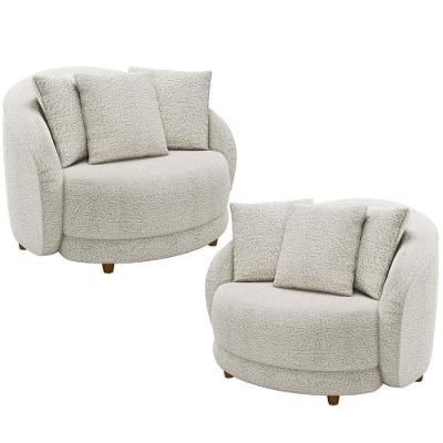 Kit 2 Poltronas Decorativas Witta M03 Bouclé Branco Lyam Decor