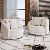 Kit 02 Poltronas Decorativa Sala De Estar Base Fixa De Madeira Witta M03 Bouclê Branco