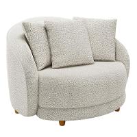 Kit 02 Poltronas Decorativa Sala De Estar Base Fixa De Madeira Witta M03 Bouclê Branco - 5