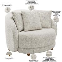 Kit 02 Poltronas Decorativa Sala De Estar Base Fixa De Madeira Witta M03 Bouclê Branco - 7