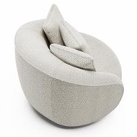 Kit 02 Poltronas Decorativa Sala De Estar Base Fixa De Madeira Witta M03 Bouclê Branco - 11