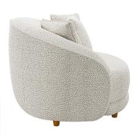 Kit 02 Poltronas Decorativa Sala De Estar Base Fixa De Madeira Witta M03 Bouclê Branco - 13