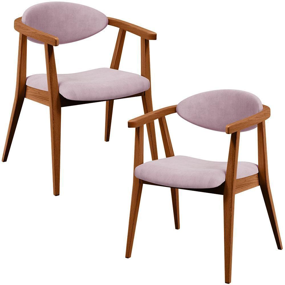 Kit 02 Poltronas Decorativas Para Sala De Estar Jantar Cecília L02 Suede Rosê - 1