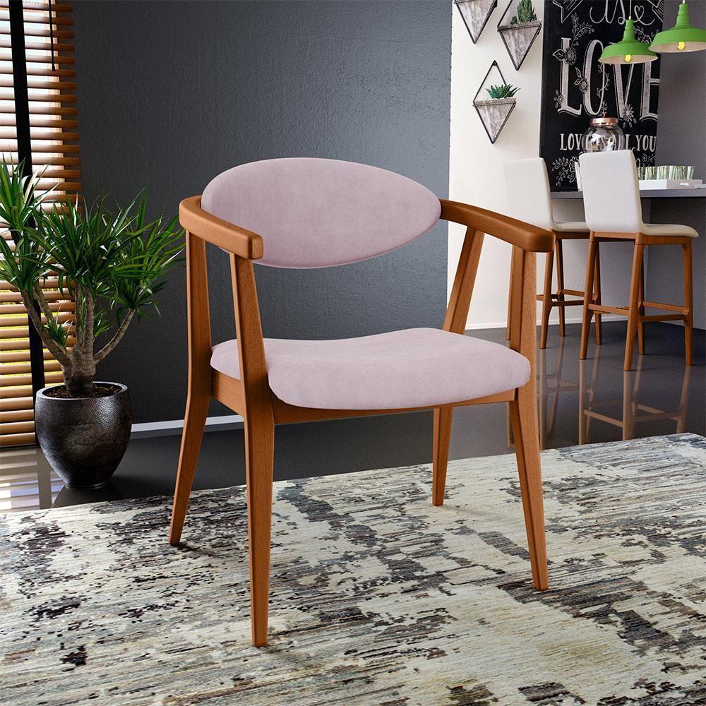 Kit 02 Poltronas Decorativas Para Sala De Estar Jantar Cecília L02 Suede Rosê - 5