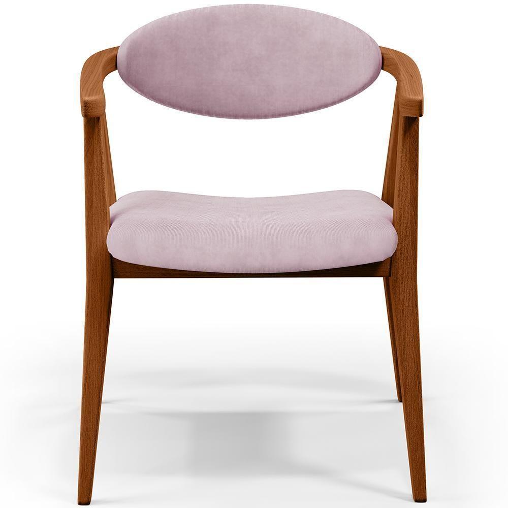 Kit 02 Poltronas Decorativas Para Sala De Estar Jantar Cecília L02 Suede Rosê - 6