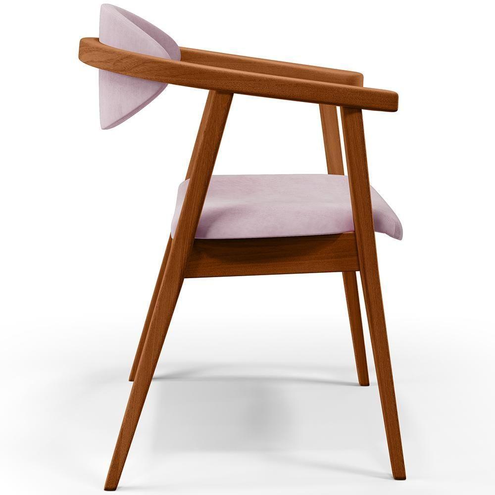 Kit 02 Poltronas Decorativas Para Sala De Estar Jantar Cecília L02 Suede Rosê - 7