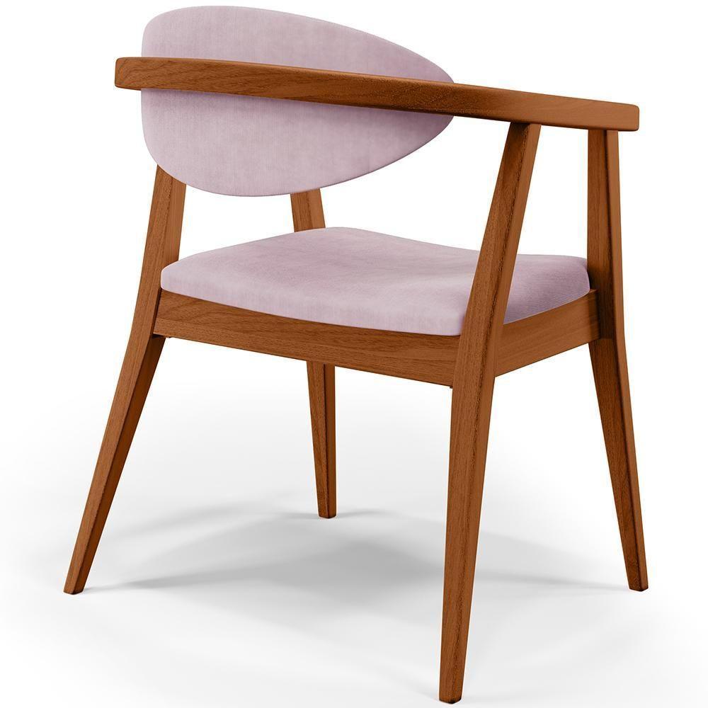 Kit 02 Poltronas Decorativas Para Sala De Estar Jantar Cecília L02 Suede Rosê - 9