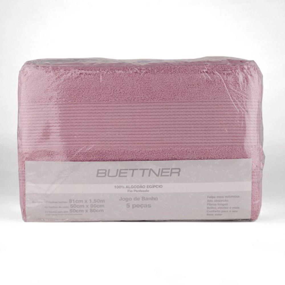Kit De Toalha 5pçs Algodão Egípcio Dusty Rose E Branco - 2