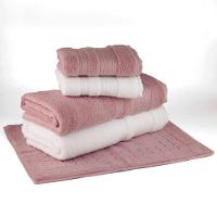 Kit De Toalha 5pçs Algodão Egípcio Dusty Rose E Branco - 1