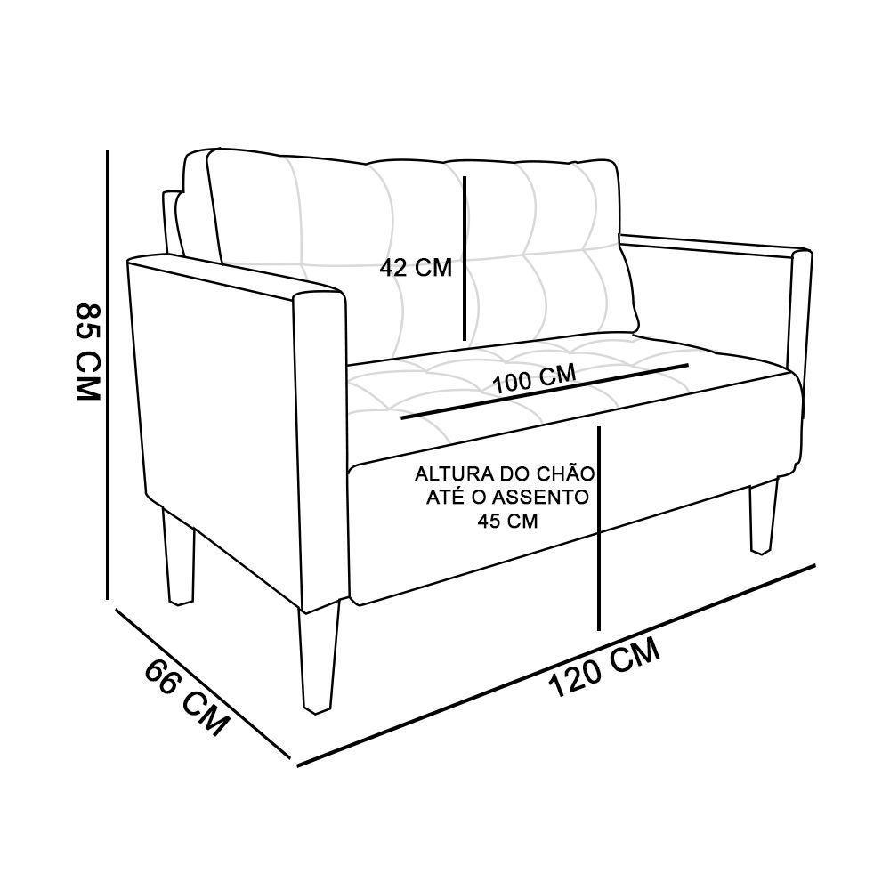 Kit 1 Sofá Namoradeira E 2 Poltronas Livia Corino Bege Pés Chanfrado Castanho D'rossi - 3