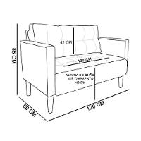 Kit 1 Sofá Namoradeira E 2 Poltronas Livia Corino Bege Pés Chanfrado Castanho D'rossi - 5
