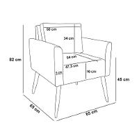 Kit 2 Poltronas Aline Veludo Preto Pés Palito Castanho - D'rossi - 2
