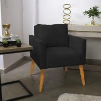 Kit 2 Poltronas Aline Veludo Preto Pés Palito Castanho - D'rossi - 8