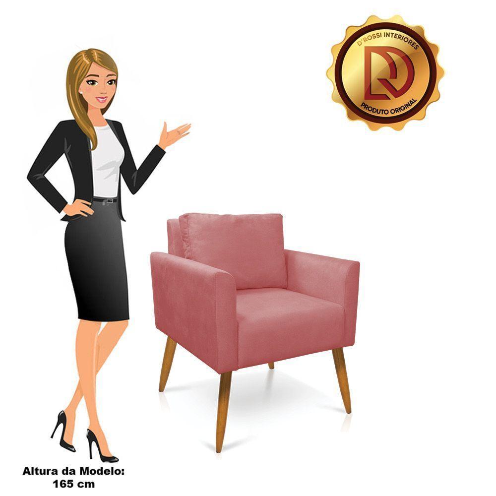 Kit 2 Poltronas Aline Suede Pés Palito Castanho - D'rossi Cor Rose - 3
