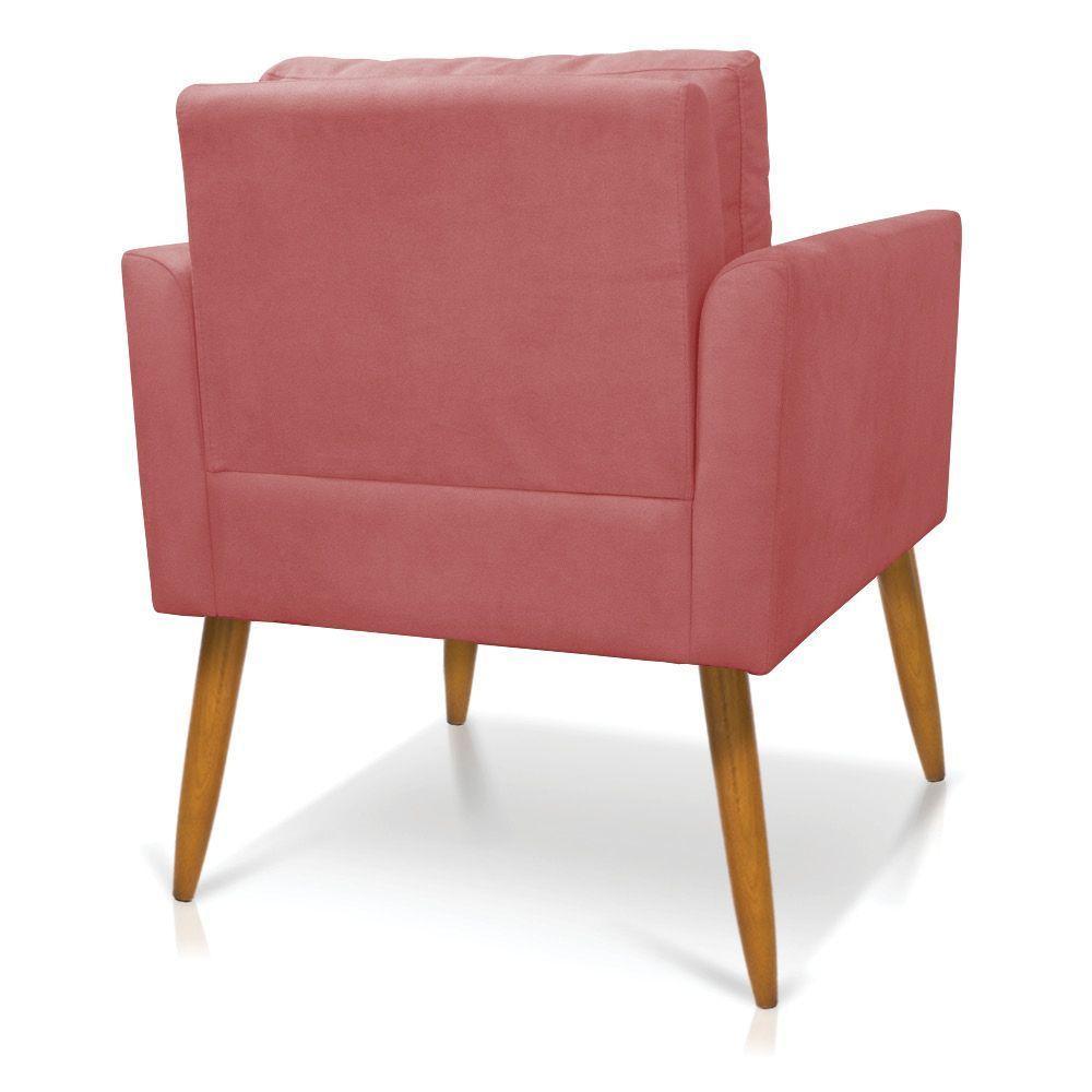Kit 2 Poltronas Aline Suede Pés Palito Castanho - D'rossi Cor Rose - 5