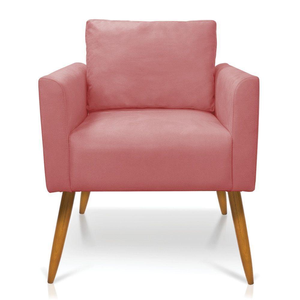 Kit 2 Poltronas Aline Suede Pés Palito Castanho - D'rossi Cor Rose - 7