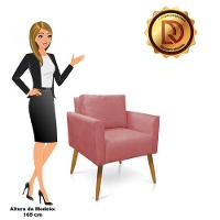 Kit 2 Poltronas Aline Suede Pés Palito Castanho - D'rossi Cor Rose - 3