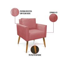 Kit 2 Poltronas Aline Suede Pés Palito Castanho - D'rossi Cor Rose