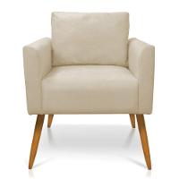 Kit 2 Poltronas Aline Suede Pés Palito Castanho - D'rossi Cor Bege - 7