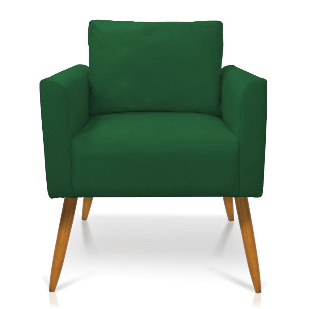 Kit 2 Poltronas Aline Suede Verde Pés Palito Castanho - D'rossi - 7