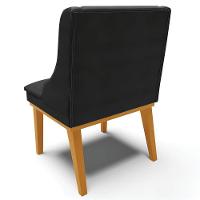 Kit 2 Poltronas Base Fixa De Madeira Veludo Preto/Castanho - 2