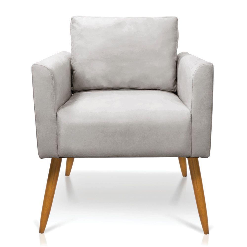 Kit 2 Poltronas Aline Veludo Pés Palito Castanho - D'rossi Cor Cinza - 7