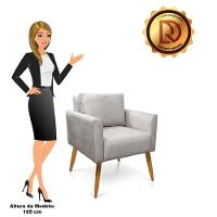 Kit 2 Poltronas Aline Veludo Pés Palito Castanho - D'rossi Cor Cinza - 3