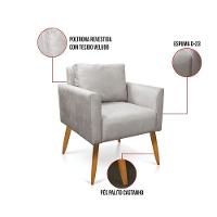 Kit 2 Poltronas Aline Veludo Pés Palito Castanho - D'rossi Cor Cinza