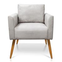 Kit 2 Poltronas Aline Veludo Pés Palito Castanho - D'rossi Cor Cinza - 7