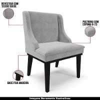 Kit 2 Poltronas Base Fixa De Madeira Suede Cinza/Preto - 7